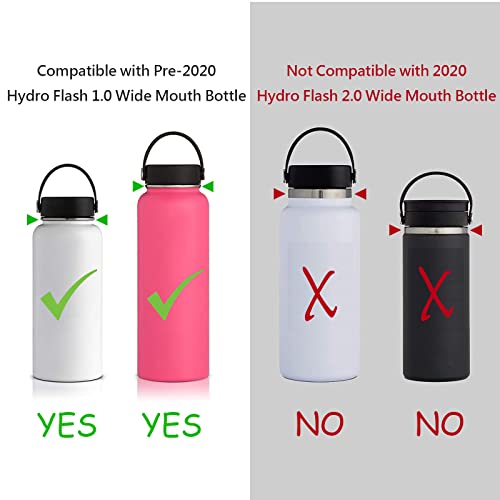 Wongeto Paracord Handle Carrier Holder with Shoulder Strap,Compatible with Hydro Flask Wide Mouth Water Bottles - color: Pink/Black