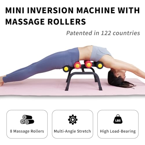 Mini Foldable Inversion Table, Back Stretcher with Massage Roller