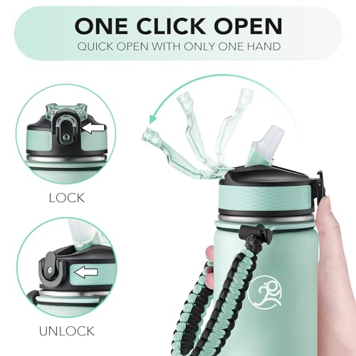 GOSWAG 24oz Insulated Stainless Steel Travel Water Bottle, 2 Lids - color: Matte Mint