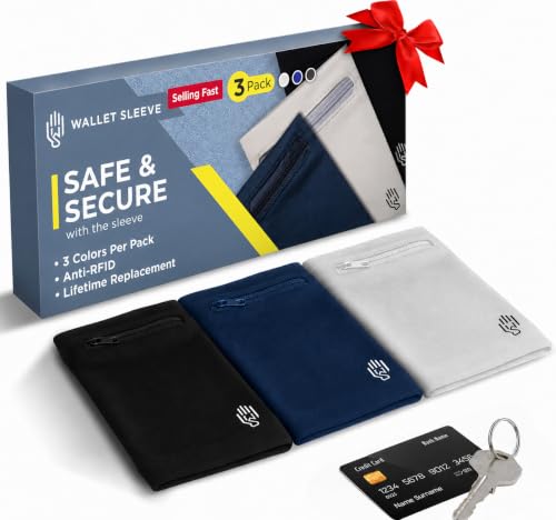 Wallet Sleeve, Wallet Wristband - Anti-Pickpocket -RFID Anti-theft - Lightweight -Perfect for Travel, Running, Hiking,3 Pack - size: Large