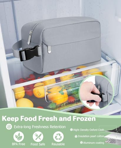 Small Lunch Bag, Freezable Snack Bag for Kids, Mini Lunch Box - color: Gray