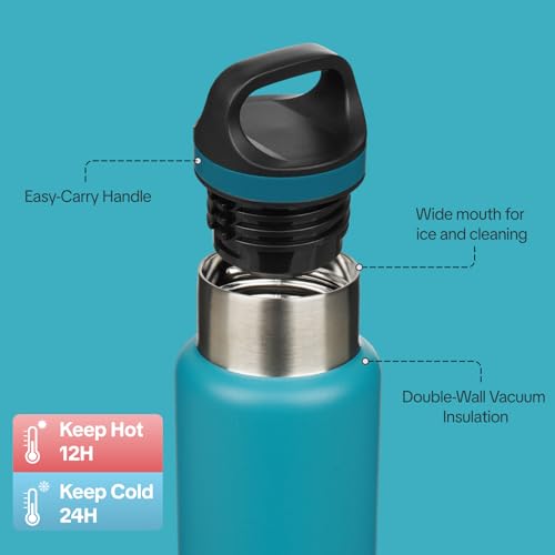BJPKPK 18oz Insulated Water Bottle Stainless Steel Water Bottle with Handle - color: Laguna, size: 18 Ounces