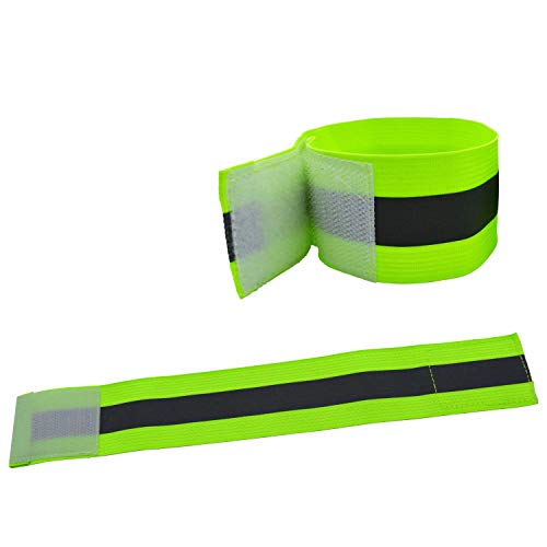 High Visibility Reflective Night Running Walking Elastic Strap Wristbands Ankle Bands Armbands Safety for Cycling Walking Running Camping Sports-Fits Women, Men & Kids - color: 1 Pairs / 2 Bands