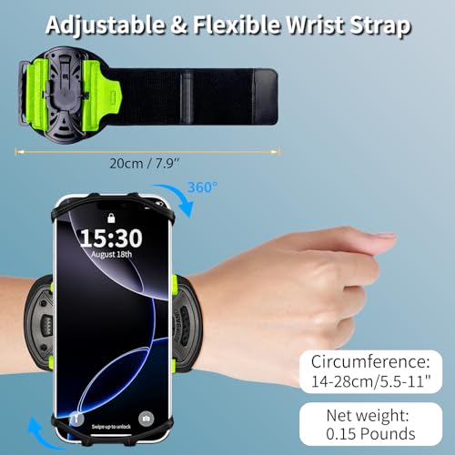 Running Wristband/Armband Phone Holder【360° Rotatable & Upgrade Anti-Drop】 (Green, Small) - color: Green, size: Small