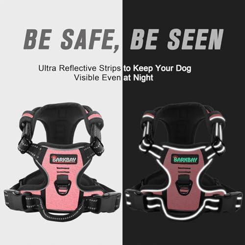 BARKBAY Dog Harness No Pull for Small Sized Dog Front Back Clips,Dog Vest - color: Light Pink, size: X-Small(Chest:15.5-19.5”)