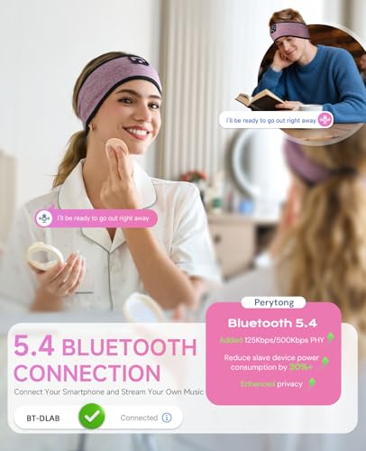 Perytong Sleep Headphones Wireless, Bluetooth Headband Sports Sleeping Headphones Sleep Mask Earbuds Breathable Wireless Music Headband for Side Sleepers Sleeping Travel Workout Running Air Travel - color: HB Purple