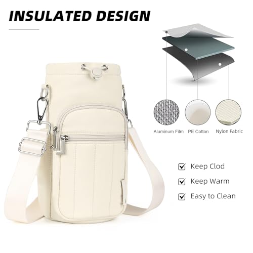 Rueesh Water Bottle Holder Bag with Adjustable Strap - color: Beige