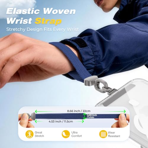 Stretchy Phone Wrist Strap, with 360° Rotatable Metal Tab - color: Blue