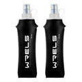 WRELS TPU Soft Flask Lightweight Portable Reusable Water Bottle,BPA Free Collapsible Flask for Hydration Pack in Running Hiking Cycling and Marathon - color: Black-500ML*2