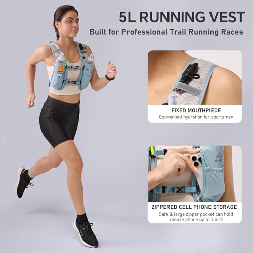 Running Hydration Vest 5L, Running Vest Pack with 1.5L Water Bladder - color: Blue