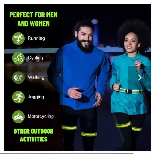 Home & Style 2-Pack Reflective Safety Bands – Hi-Vis Arm, Leg, Ankle Straps for Night Running, Cycling, Walking – Lightweight Clip-On Reflector Gear for Outdoor Work & Sports