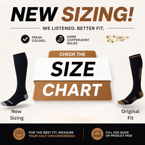 CopperJoint Compression Socks for Women & Men, Black, XLarge, 1 Pair - color: Black, size: X-Large