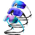 Polarized Sports Sunglasses Men Women for Running UV400 Protection - color: Ice Blue/Dark Blue/Orange