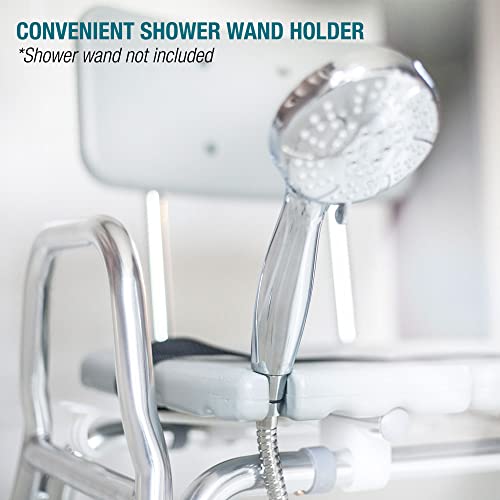DMI Tub Transfer Bench and Shower Chair with Non Slip Aluminum Body, FSA Eligible, Adjustable Seat Height and Cut Out Access, Holds Weight up to 400 Lbs, Bath and Shower Safety, Transfer Bench - style: Standard Sliding