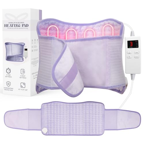 Upgraded Heating Pad for Back Pain Relief, Electric Heat Pad for Cramps, Lower Back, Lumbar, Sciatica, Heated Belt, Christma s Gifts for Women Men - color: Purple