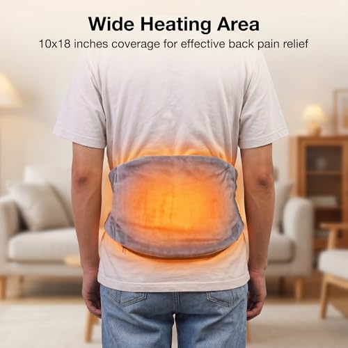 Microwave Heating Pad for Back Pain Relief, Flaxseed Microwavable Heating Pad with Removable Washable Flannel Cover, Moist Heating Pad for Period Cramps & Muscle Relaxation, 10''x18'' - color: Blue