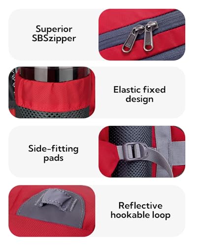 WATERFLY Fanny Pack Waist Bag: Fannie Pack 2 Water Bottle Holders Lumbar Belt Hiking Walking Running Jogging Camping Large Woman Man (Bottle Not Included) - color: Red