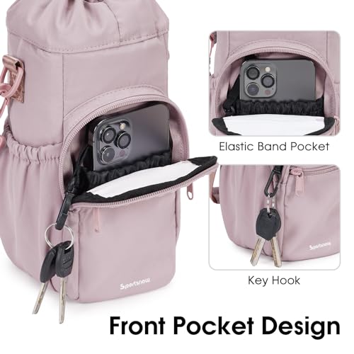 sportsnew 40oz Insulated Crossbody Water Bottle Sling Bag w/Phone Pocket - color: Pink