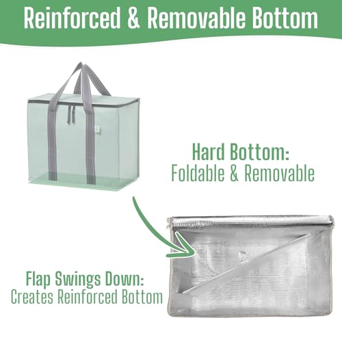 VENO 2 Pack Insulated Grocery Bags, Hard Bottom, Light Green - color: Light Green, size: 15.7"W x 12.6"H x 8.7"D - 2 Pack