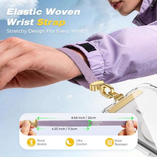 Stretchy Phone Wrist Strap, with 360° Rotatable Metal Tab - color: Light Purple