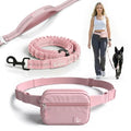 Hands Free Dog Leash with Zipper Storage Pouch - Waist Belt Bungee Running, Walking & Hiking Leash - Padded Handle - Seat Belt Attachment - Reflective No Pull Control for Medium Large Dogs 10-120 lbs