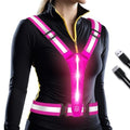 LED Reflective Vest Running Gear, Light Up Running Vest Rechargeable, Night Safety Gear for Walking Running Cycling - color: Pink