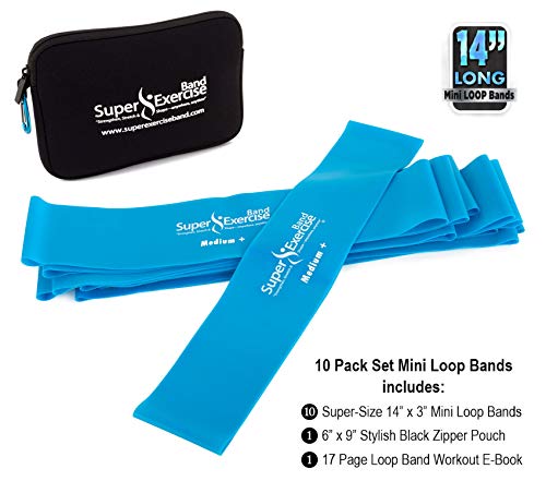 Mini Loop Bands 14x3 in, Latex Free, 3/5/10 Pack Sets - color: m. Sky Blue MEDIUM+ Loop Band 10 Pack