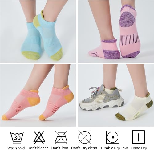 ATBITER Women's Ankle Socks Cushioned Running Athletic No Show Socks-6Pairs - color: 6pairs Colorful-cute, size: 6-8