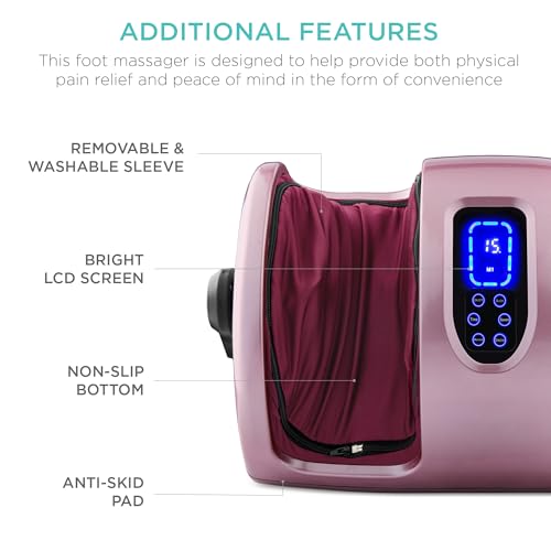 Best Choice Products Shiatsu Foot Massager with Heat for Plantar Fasciitis & Neuropathy, Kneading Foot & Calf Massager with Remote, 360° Adjustable Handle, Rolling & Compression Massage - Rose - color: Rose