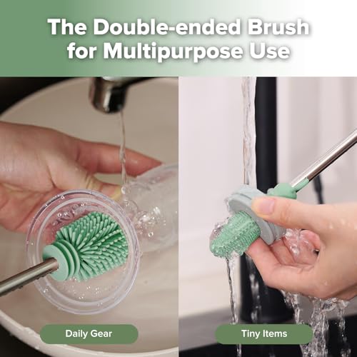 Haakaa Silicone Cleaning Brush for Baby Bottles & Crevices, Pea Green, 1PK - color: Pea Green, size: 1 Piece Set