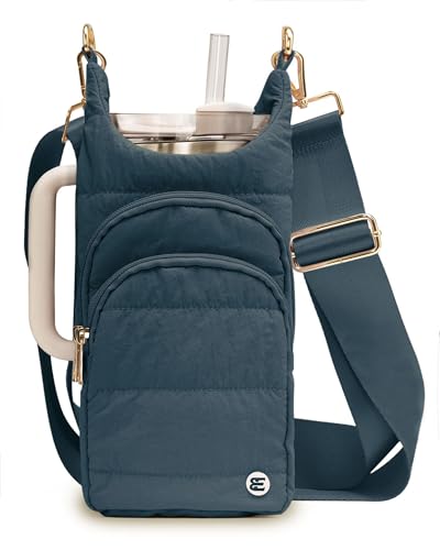 Water Bottle Holder with Strap 30/32 oz, Crossbody Water Bottle Carrier Bag - color: Green