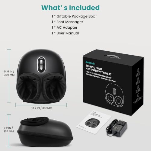 Nekteck Shiatsu Foot Massager with Heat & Air Compression Deep Kneading - color: Black, size: Large