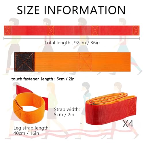 Sumind 2 Sets 4 Legged Race Bands for Kids Adults Birthday