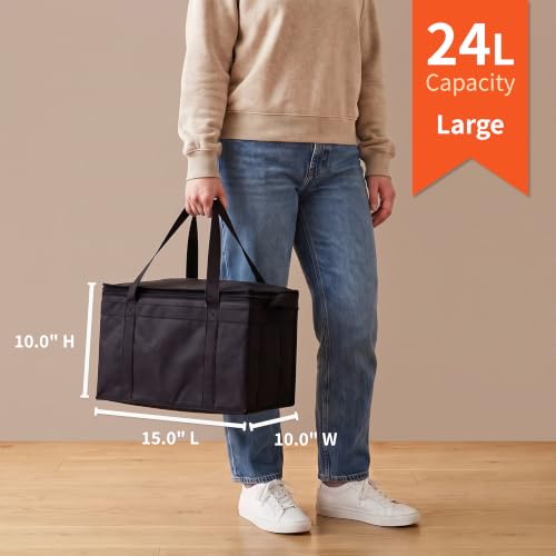 NZ home Insulated Food Delivery Bag, Grocery Cooler & Catering Tote - color: Black, size: Large