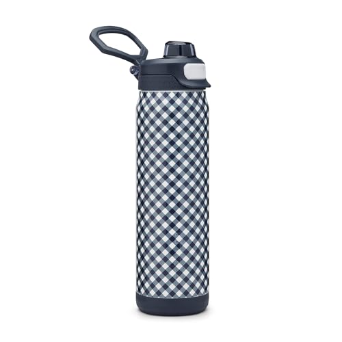 ZULU Powerfill Pro 24oz Stainless Steel Sip or Chug Water Bottle, Checkmate - color: Checkmate Navy, style: 24oz