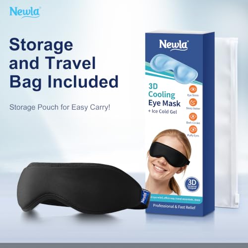 Cooling Gel Eye Mask for Puffiness, Contoured Cold Compress for Eyes, Black - color: Black