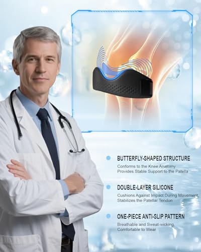 Silicone Knee Brace for Women & Men 2 Pack — Relieve Knee Pain & Provide Protection During Exercise, Patellar Tendon Support Strap, Patella Band for Offers Relief from Meniscus Tear and Knee Pain