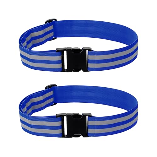 PATIKIL Adjustable Reflective Running Belt, Glow Pt Belt Sash for Cycling Walking - color: Blue, size: 1.9 Inch