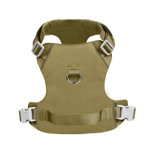 Mile High Life No Pull Dog Harness with Reflective Stripe, Adjustable Easy Get on Lightweight Harness for Small Medium Large Dogs Walking Running Training (Khaki, L Chest 21"-28") - color: Khaki, size: L Chest 21"-28"