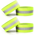 4 PCS High Visibility Reflective Armbands, Elastic Reflective Arm Ankle Band, Adjustable Strap Bracelets for Running Walking Cycling