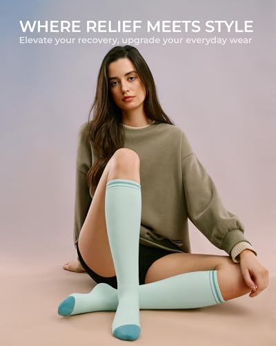 FITRELL 15-20mmHg Compression Socks for Women & Men 4 Pairs - color: Pink+light Blue+yellow+white, size: Small-Medium