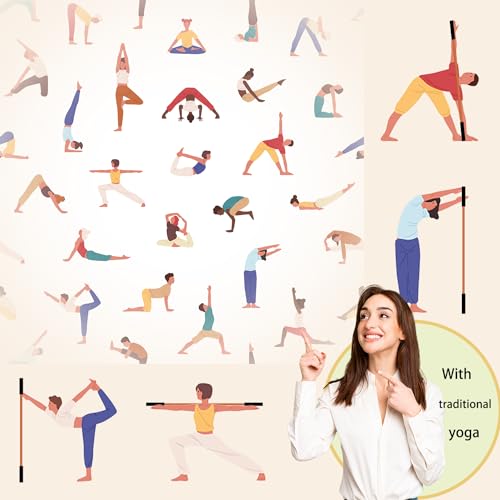 5ft Yoga Stick from Natural Bamboo with Non-Slip Handle-Stretching Stick for Mobility, Flexibility,Exercise,Workout, Physical Therapy,Pilates,Balance Fitness-Access Online Video Guide Without Any Info - color: Bamboo Deeper5ft