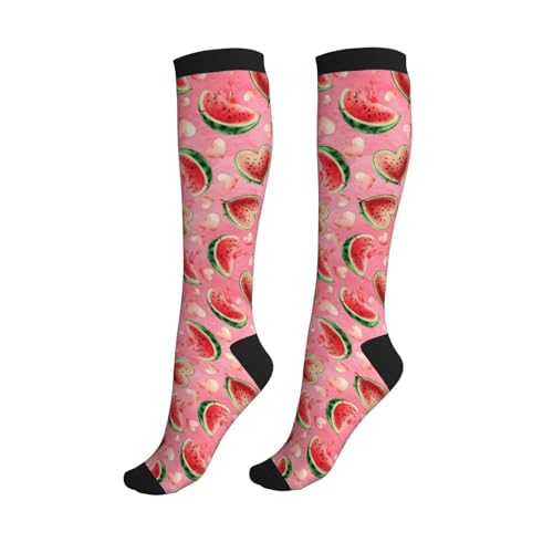 Camo Print Compression Socks Calf Knee High Support Socks Novelty For Women Men Nurse Athletic Running Hiking Travel - color: Watermelon
