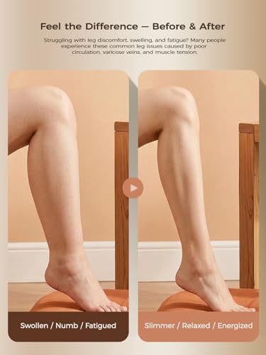 Leg Massager for Circulation and Pain Relief, Lymphatic Drainage & Varicose Veins Support - Calf, Foot & Knee Massager with SoothingPulse, Heat, Light & Vibration