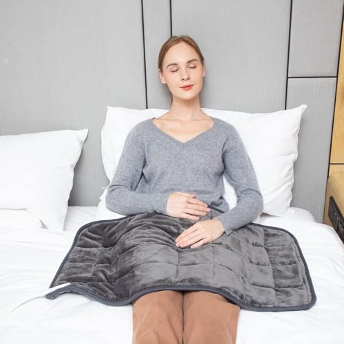 Ambershine 17''x33'' Weighted Heating Pad, 5.2lbs with 12 Temperature Settings & 4 Auto-Off Timers, Pain Relief for Back/Neck/Shoulders/Abdomen/Legs(Dark Grey) - color: 02-dark Grey