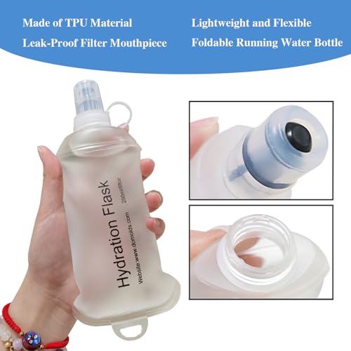 CLINTT 150ml Soft Flask, Foldable Running Water Bottle, TPU Folding Soft Water Flask, BPA-Free Collapsible Flask for Hydration Pack Running Vest, Cycling, Climbing, Hiking - 2Pcs, Blue - color: 2pcs,150ml blue