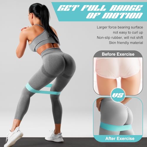 Hollowfly 12 Pcs Resistance Loop Bands for Booty Legs - color: Light Blue, style: Medium