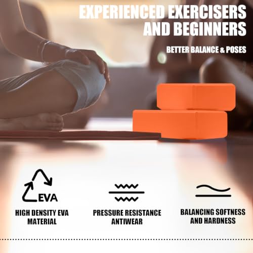 Septo 2 Pcs Yoga Blocks, 9x6x3 Inch Foam Blocks for Pilates - color: Orange