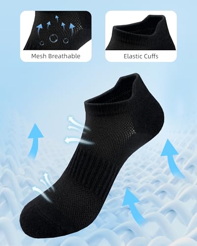 SIXDAYSOX Ankle Socks for Women Thin Breathable Cotton No Show Socks Womens - color: 5 Pairs-black, size: 9-11