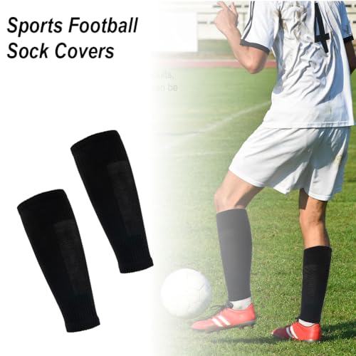 4 Pairs Leg Sleeves for Soccer, Shin Guard Sleeves Accompany Grip Socks, Youth Adults - color: Black